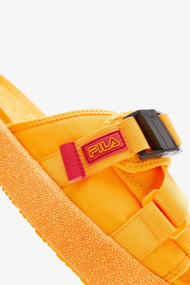 Yellow Red Men's FILA Atlas Slide Sandals | USA-652408